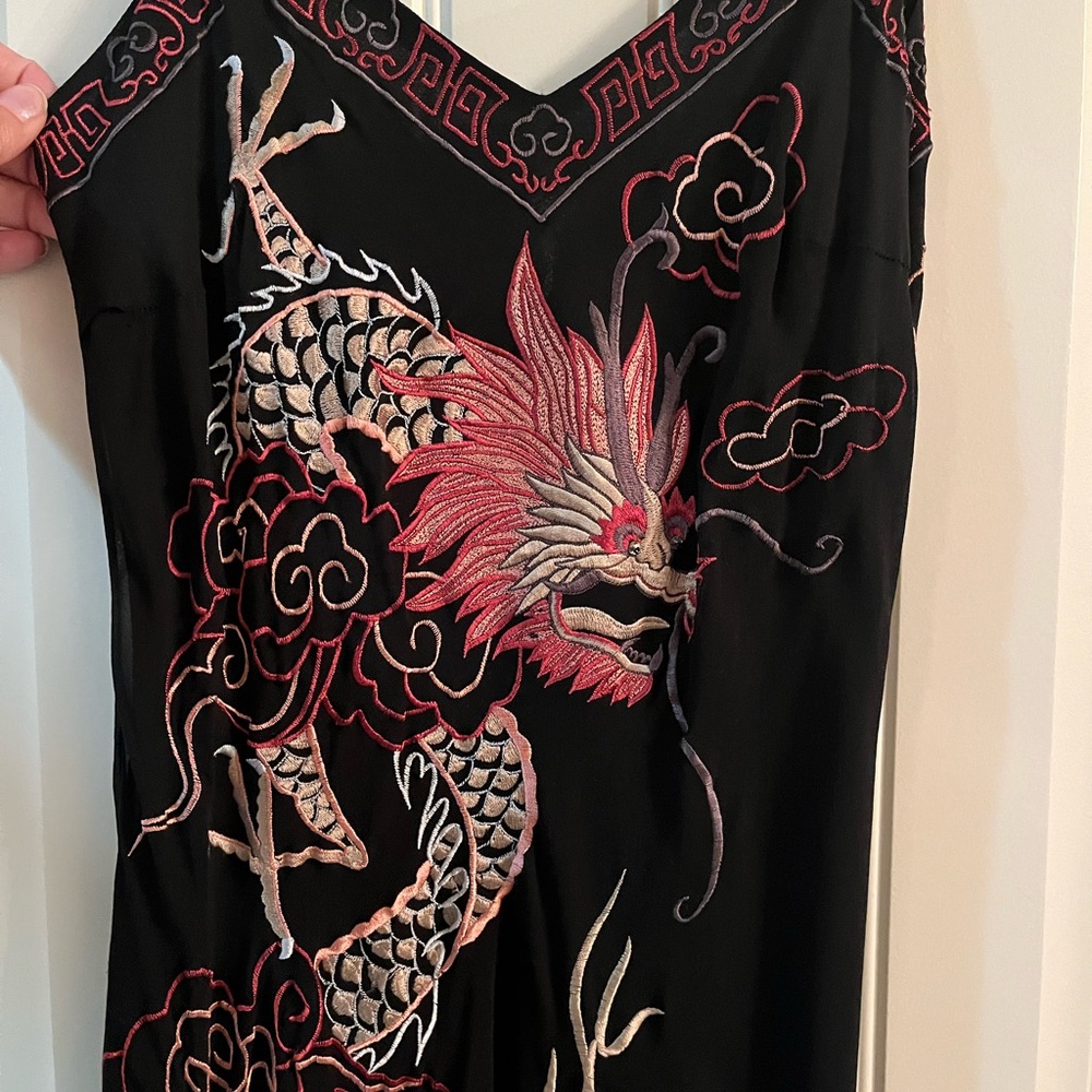 Sue Wong Black Dress with Red Embroidery - Picture 3 of 8
